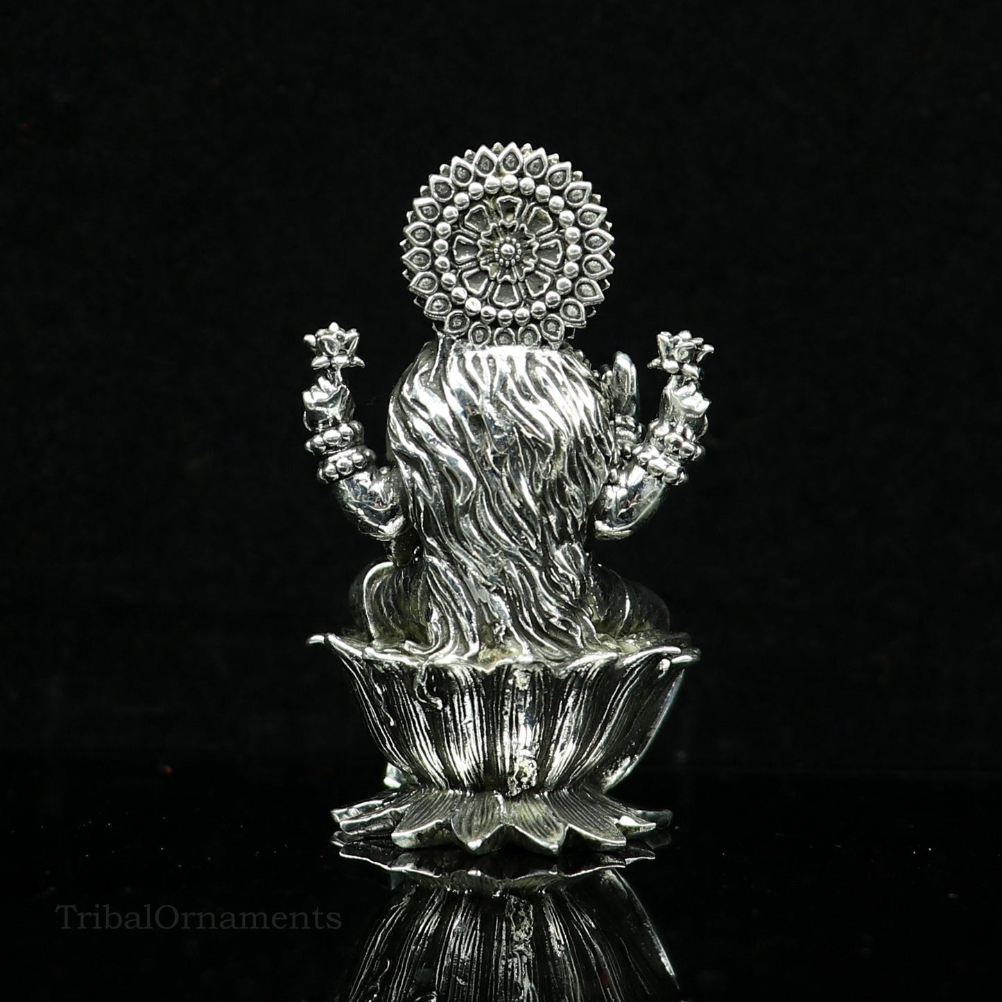 Pure 925 Sterling silver handmade customized Hindu Goddess Laxmi statue, puja article figurine, home décor puja articles gifting art26 - TRIBAL ORNAMENTS