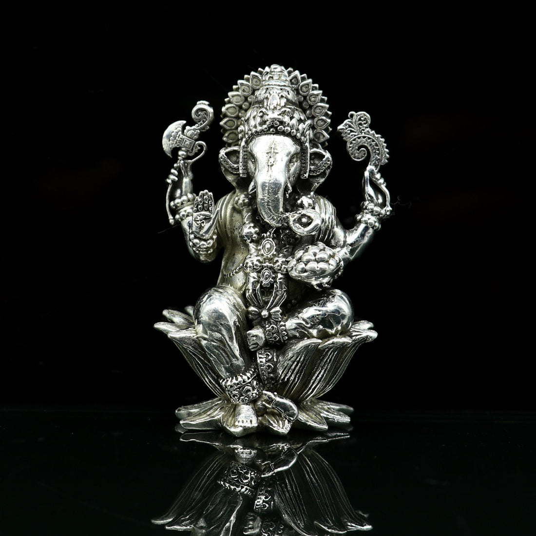 2" small 925 Sterling silver handmade customized Hindu idols Laxmi and Ganesha statue, puja article figurine, home décor puja Articles india - TRIBAL ORNAMENTS