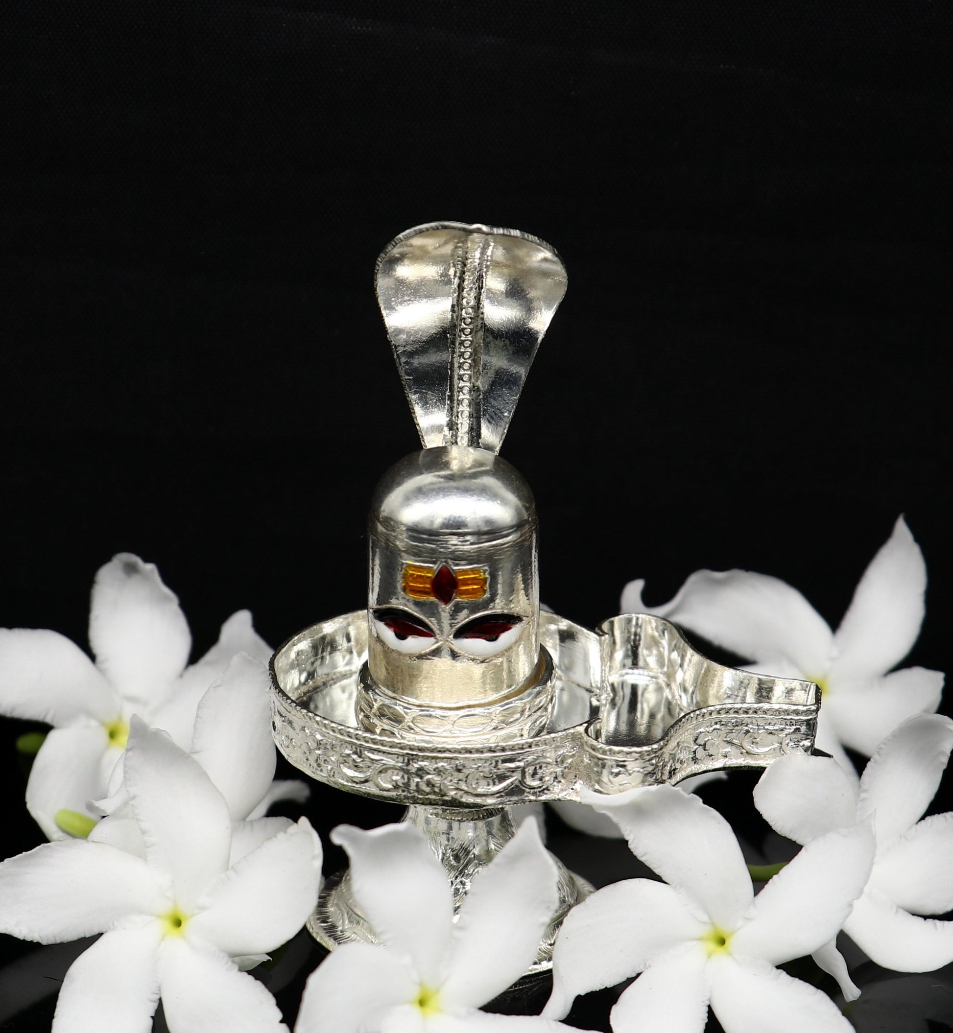 925 sterling silver handmade small Lord shiva-Linga Stand, silver utensil, silver puja temple art, shiva lingam stand with serpent art35 - TRIBAL ORNAMENTS