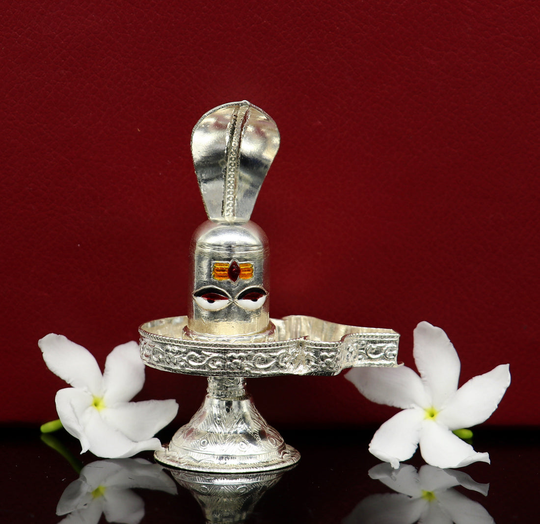 925 sterling silver handmade small Lord shiva-Linga Stand, silver utensil, silver puja temple art, shiva lingam stand with serpent art35 - TRIBAL ORNAMENTS