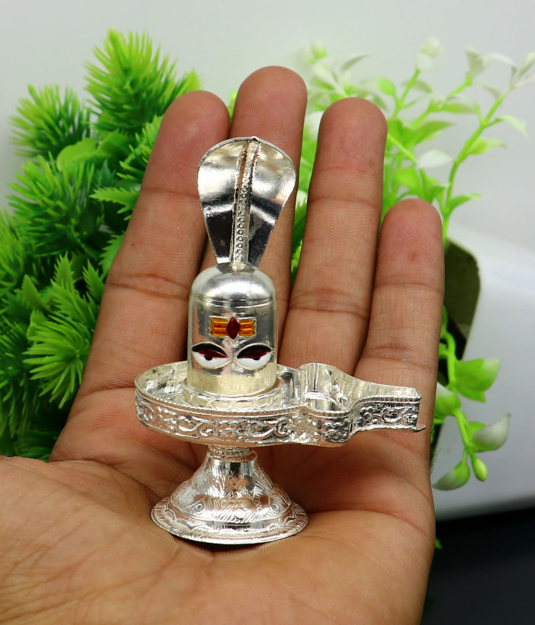 925 sterling silver handmade small Lord shiva-Linga Stand, silver utensil, silver puja temple art, shiva lingam stand with serpent art35 - TRIBAL ORNAMENTS