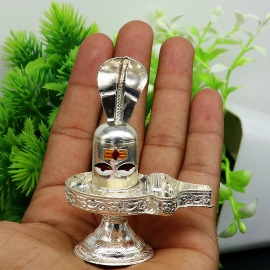 925 sterling silver handmade small Lord shiva-Linga Stand, silver utensil, silver puja temple art, shiva lingam stand with serpent art36 - TRIBAL ORNAMENTS