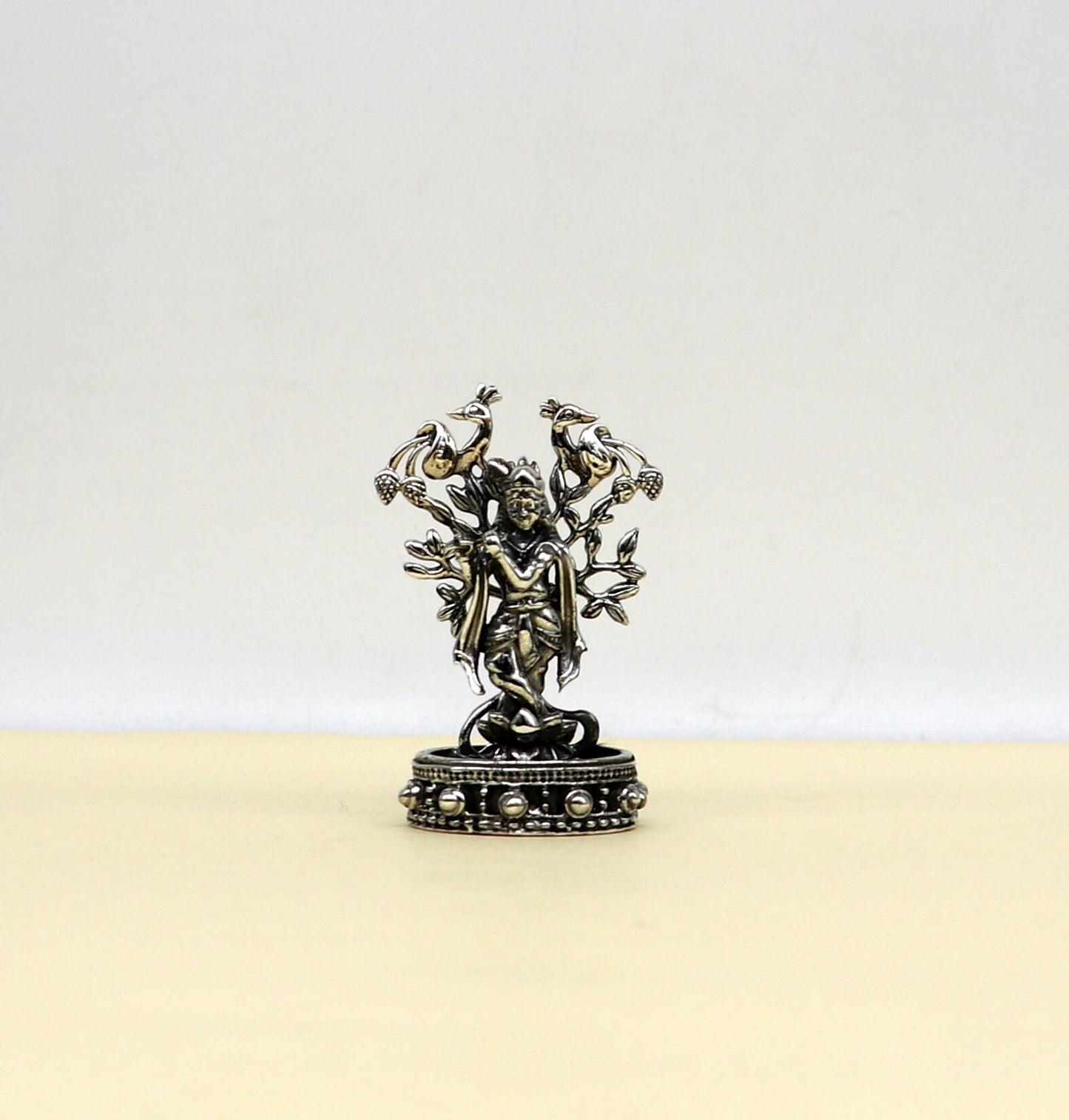 925 Sterling silver handmade antique design Idols Lord Krishna with flute standing Statue figurine, puja articles decorative gift art37 - TRIBAL ORNAMENTS