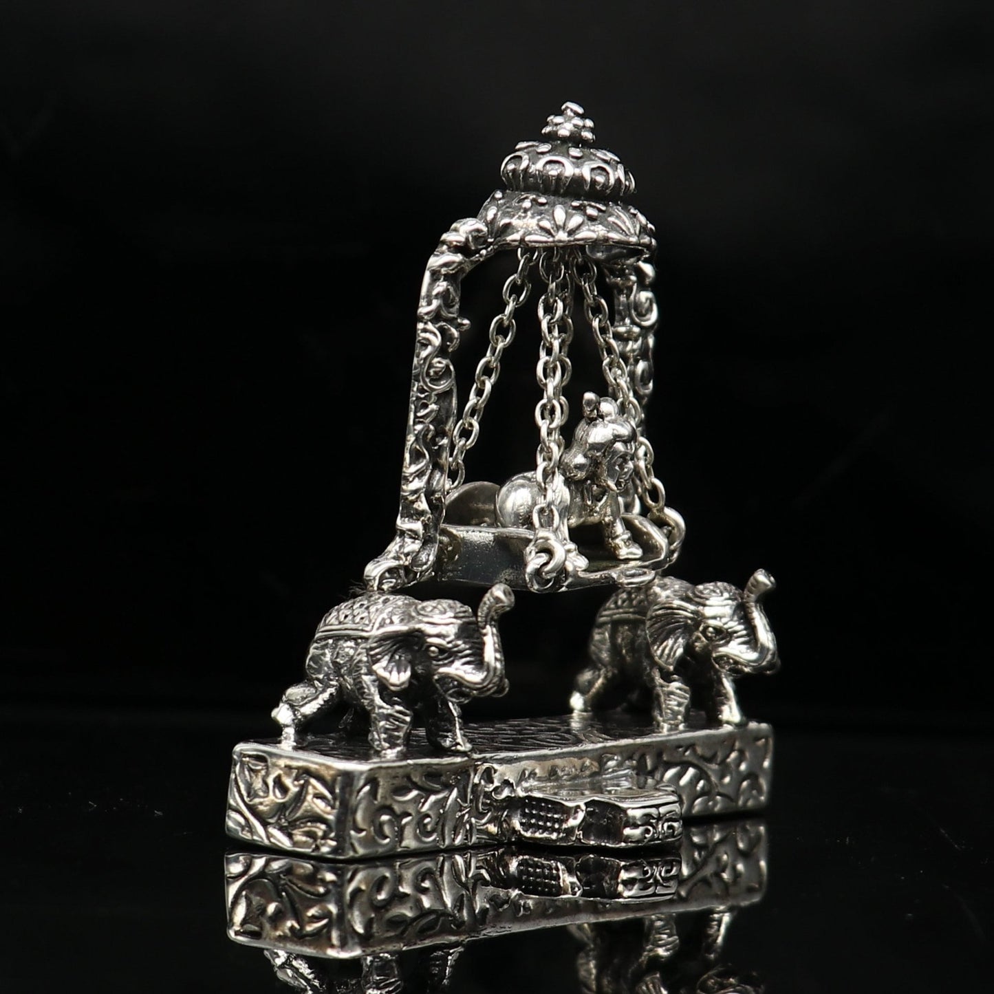 925 Sterling silver handmade custom design Idols Lord Krishna with swing, Bal Gopala Statue figurine, puja articles decorative gift art38 - TRIBAL ORNAMENTS