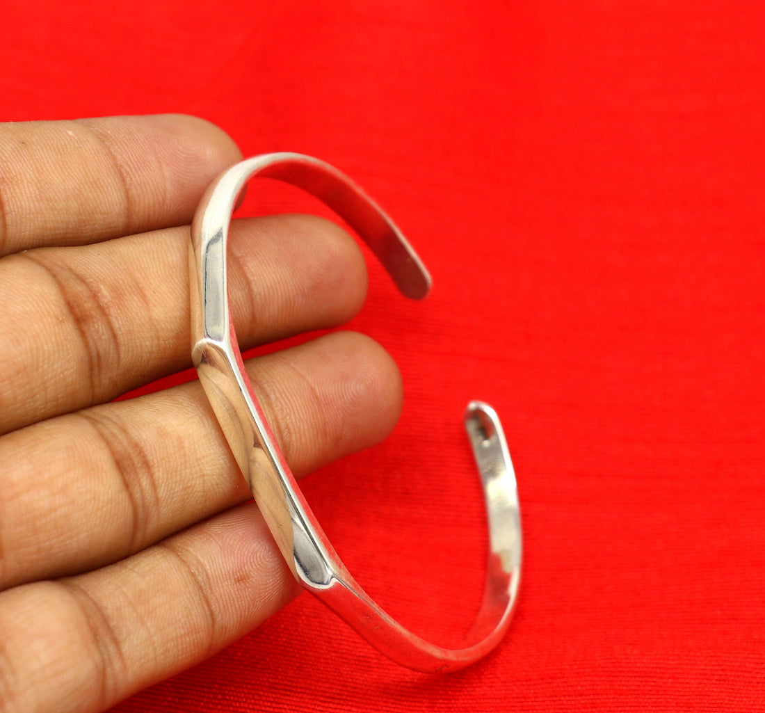 925 sterling silver plain shiny bright bangle bracelet kada, excellent personalized gifting adjustable fancy bangle men's or girls cuff72 - TRIBAL ORNAMENTS