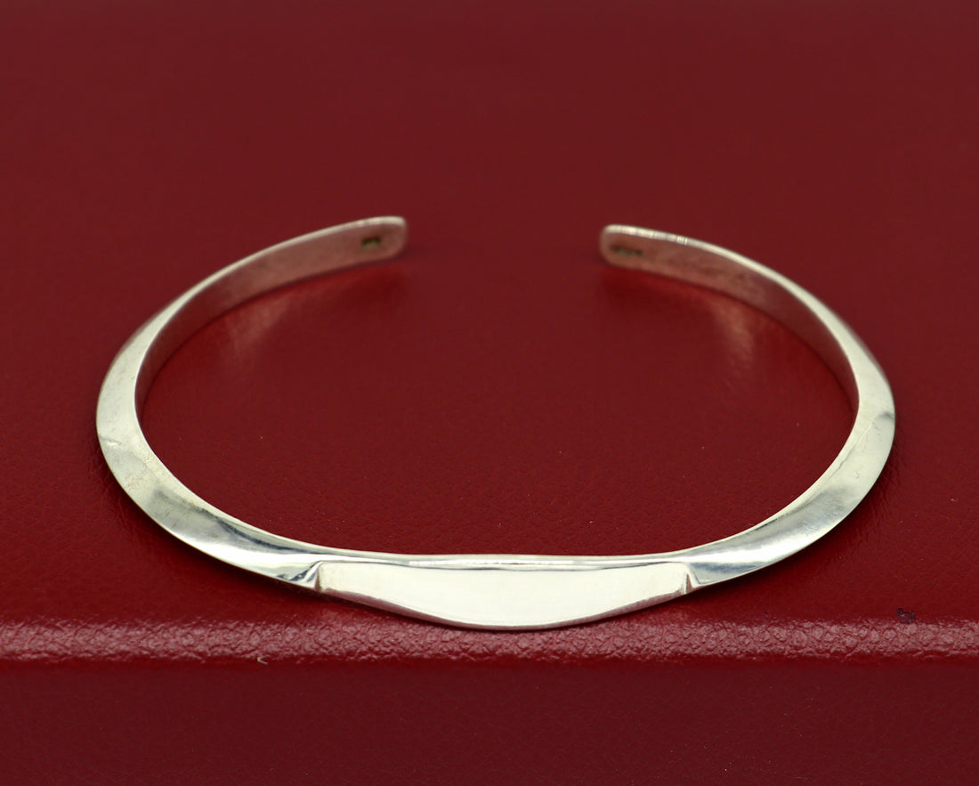 925 sterling silver plain shiny designer bangle bracelet kada, excellent personalized gifting adjustable fancy bangle men's or girls cuff68 - TRIBAL ORNAMENTS