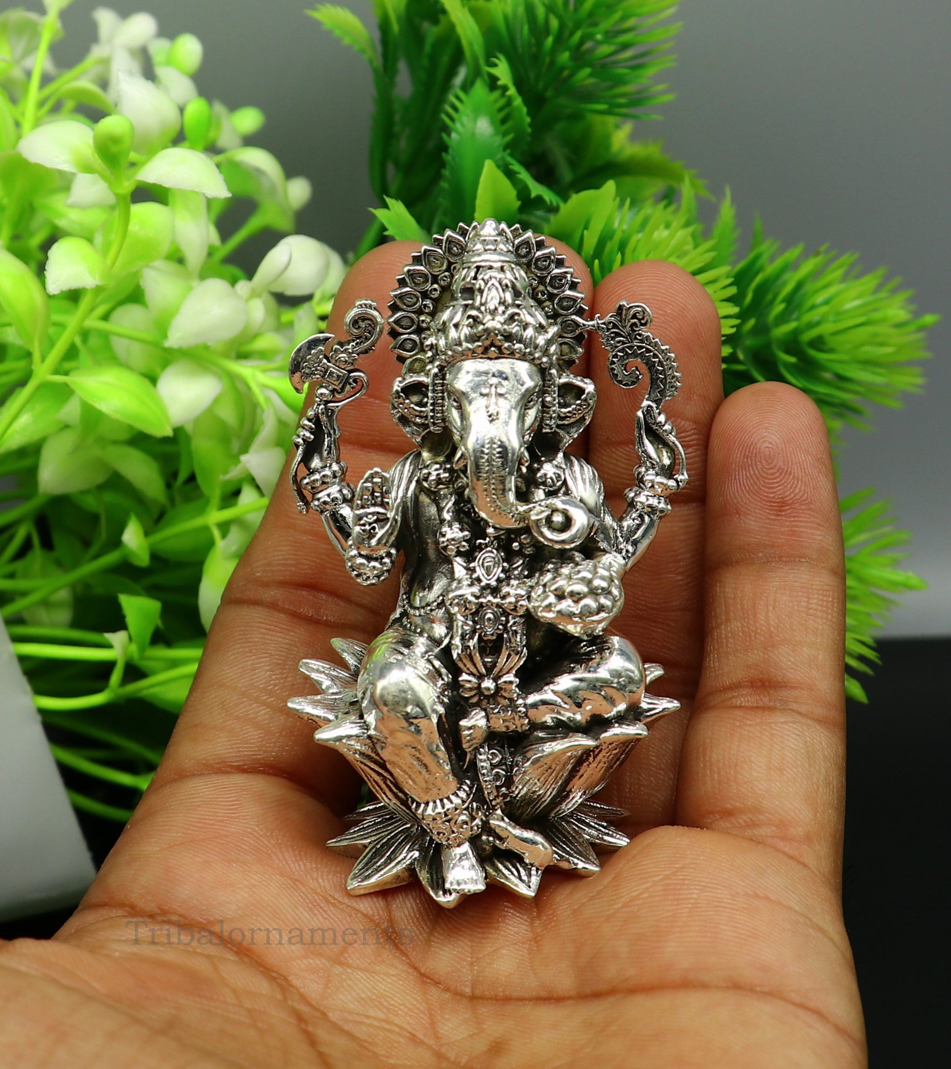Combo Laxmi and Ganesha 925 Sterling silver handmade customized Hindu idols statue, puja article figurine, home décor puja Articles art27 - TRIBAL ORNAMENTS