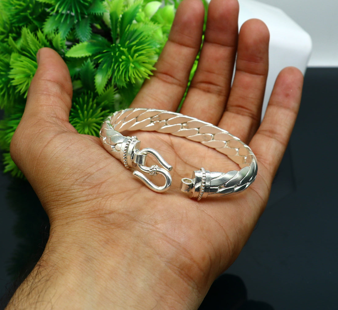 925 sterling silver handmade gorgeous bright shining bangle bracelet kada, fabulous unisex gifting jewelry personalized gift jewelry nsk263 - TRIBAL ORNAMENTS