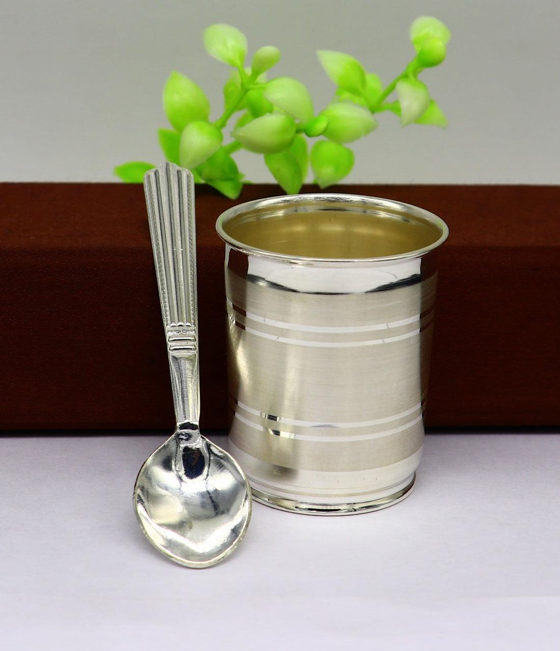 999 fine silver handmade water/milk Glass tumbler, silver flask, baby kids silver small cup utensils stay healthy from bacteria sv195 - TRIBAL ORNAMENTS