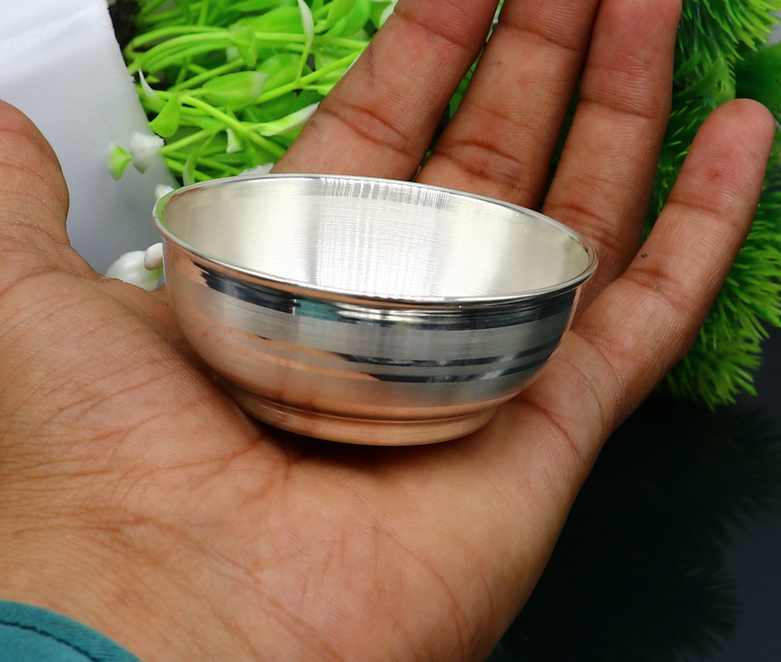 Pure 999 fine silver bowl, silver utensils from india, plain high quality silver vessel, silver kitchen utensils baby serving bowl sv196 - TRIBAL ORNAMENTS