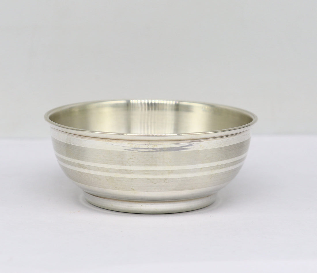 Pure 999 fine silver bowl, silver utensils from india, plain high quality silver vessel, silver kitchen utensils baby serving bowl sv196 - TRIBAL ORNAMENTS