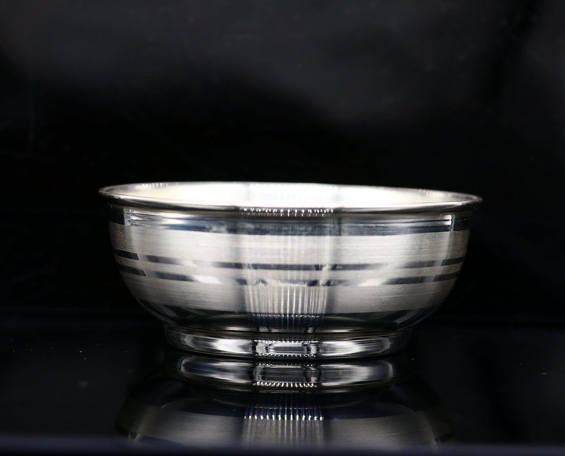 Pure 999 fine silver bowl, silver utensils from india, plain high quality silver vessel, silver kitchen utensils baby serving bowl sv196 - TRIBAL ORNAMENTS