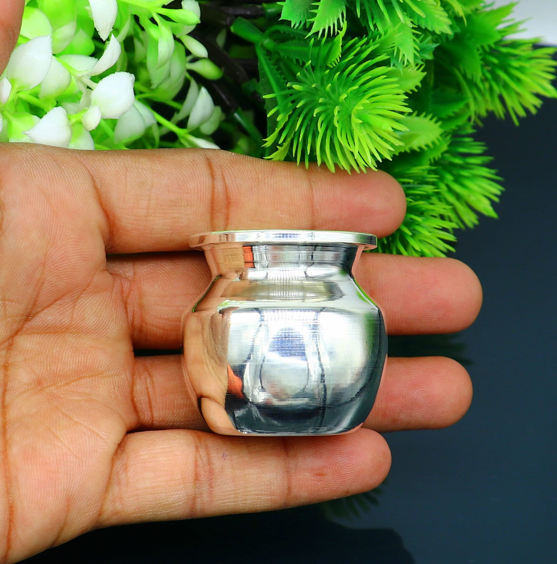 Pure 925 sterling silver handmade plain small Kalash or pot, unique special silver puja article, water or milk kalash pot india sv201 - TRIBAL ORNAMENTS