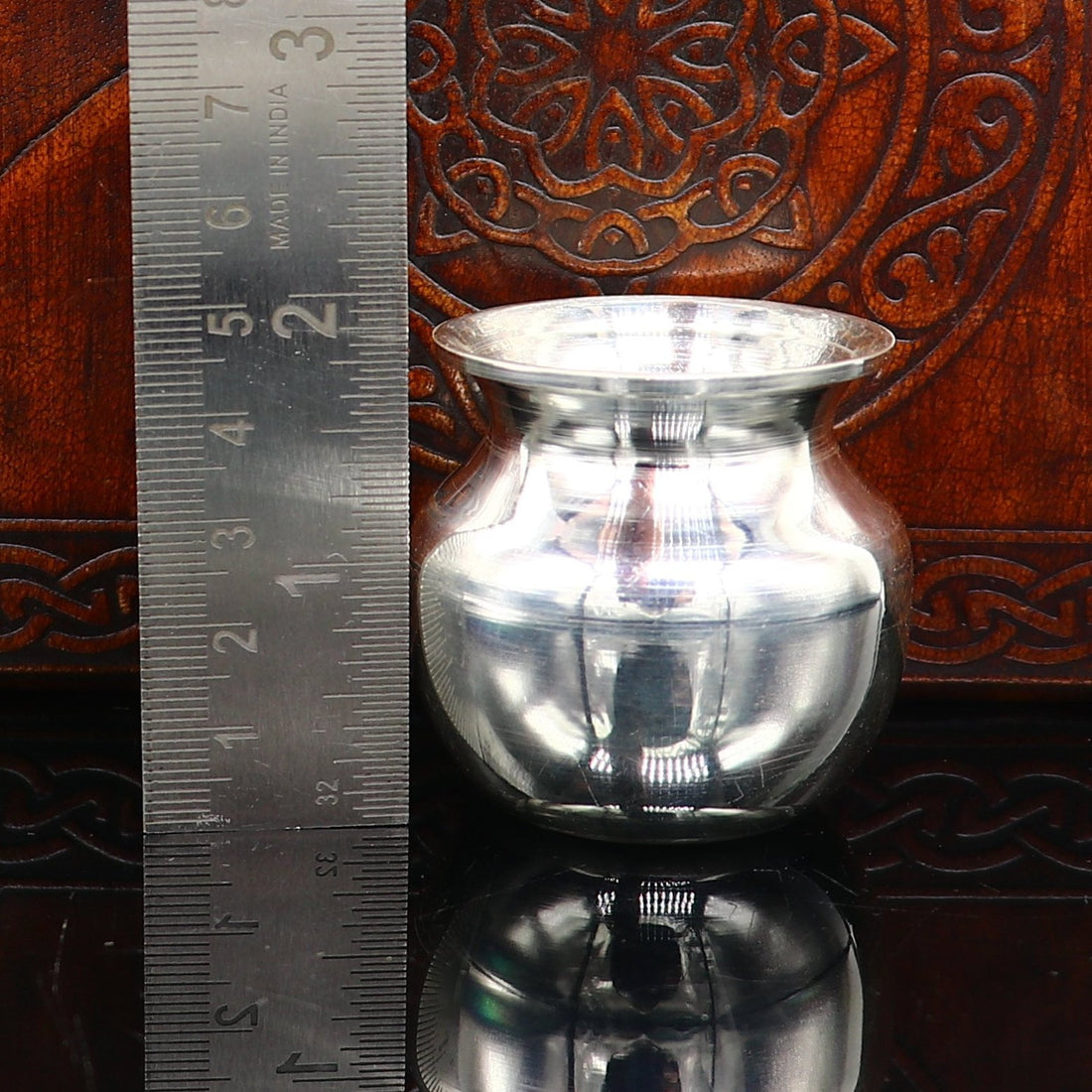 925 sterling silver handmade plain small Kalash or pot, unique worshipping silver puja article, water or milk shiva kalash pot india sv203 - TRIBAL ORNAMENTS