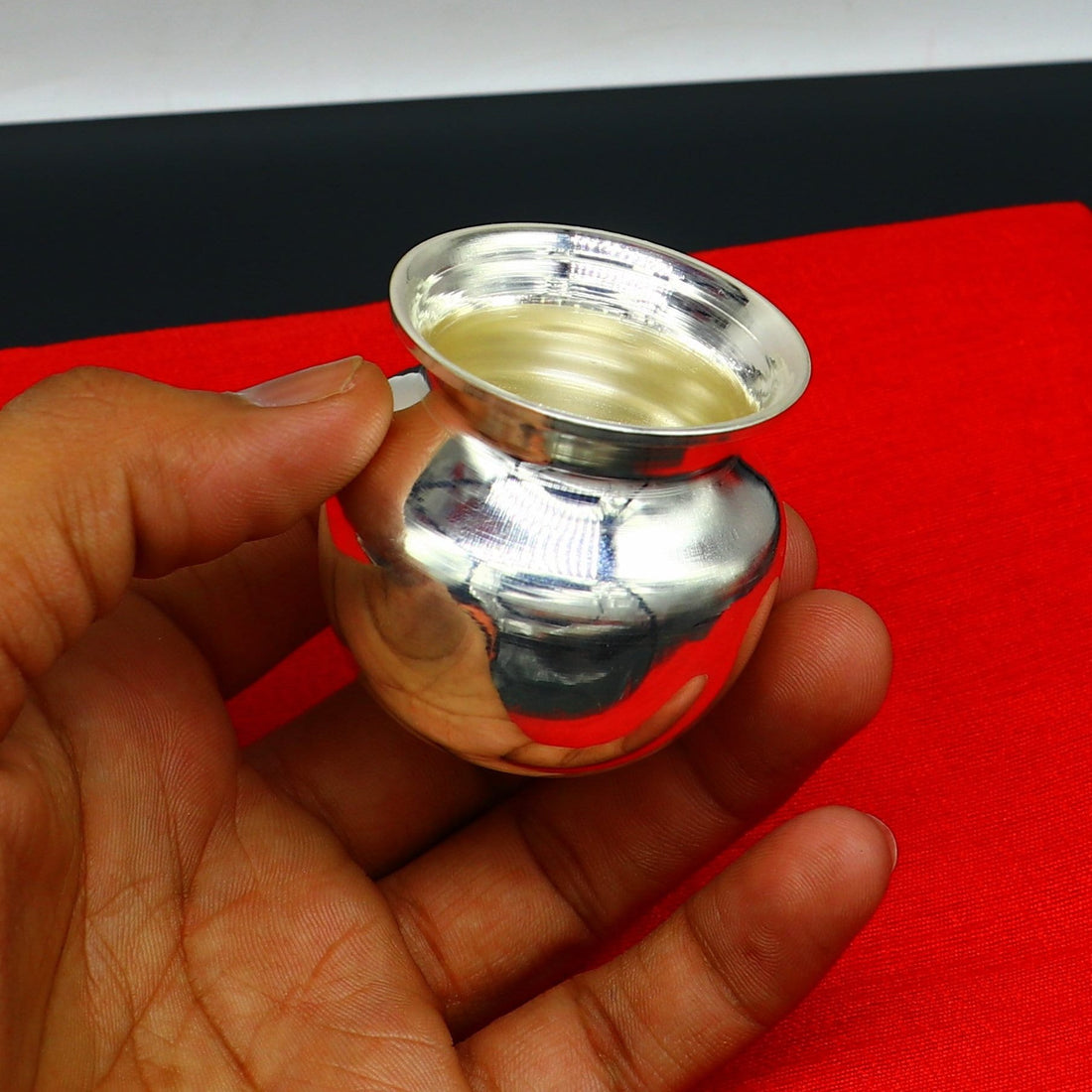 925 sterling silver handmade plain small Kalash or pot, unique worshipping silver puja article, water or milk shiva kalash pot india sv203 - TRIBAL ORNAMENTS