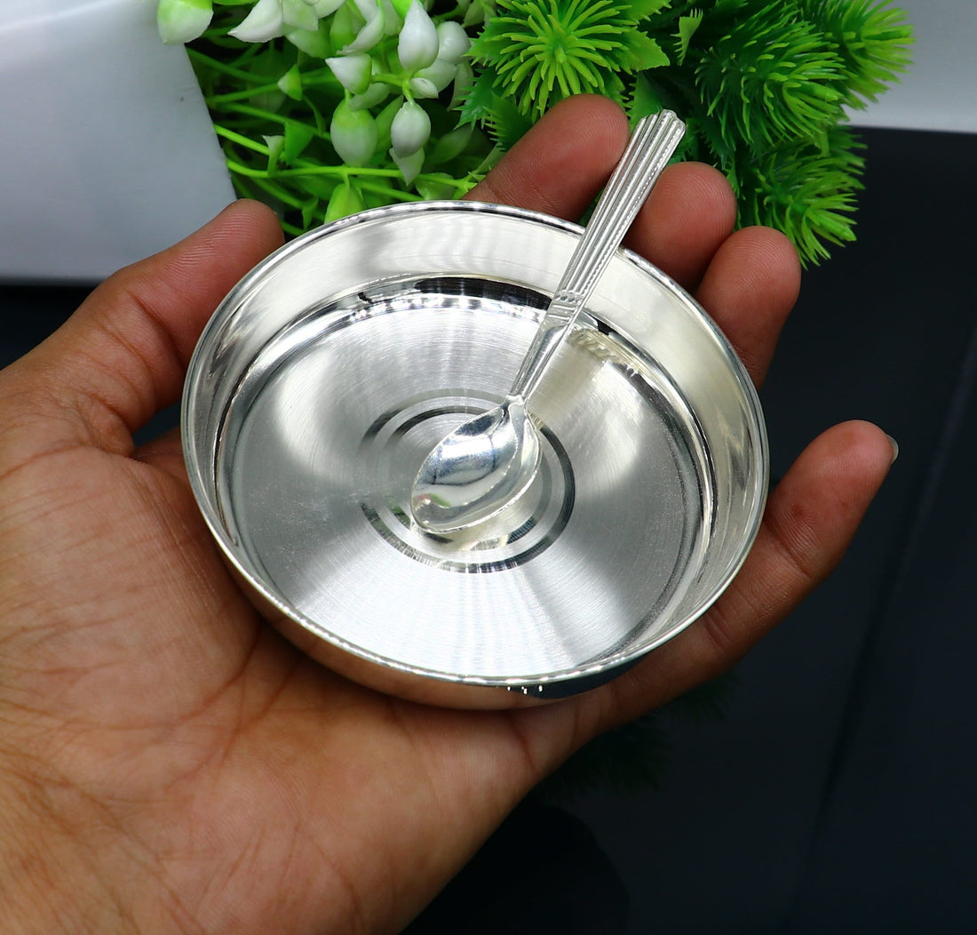 999  fine solid silver handmade tray/ plate for baby food serving, best kids gift for rice ceremony /Annaprashana utensils  india sv213 - TRIBAL ORNAMENTS