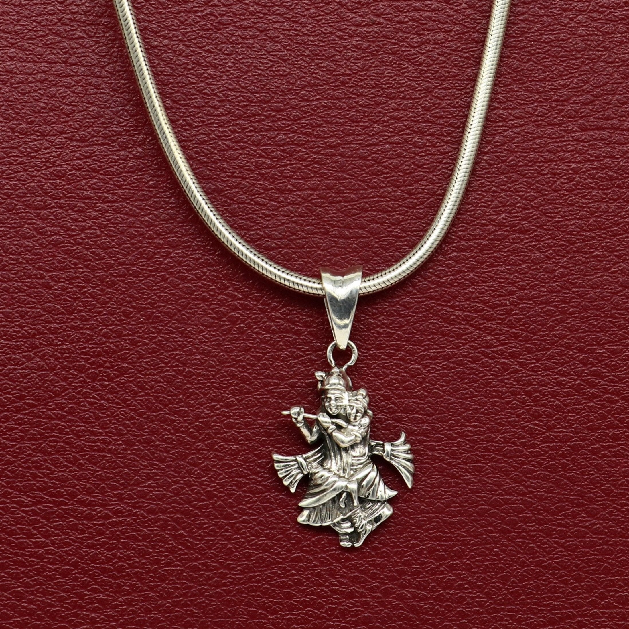 Radha krishna clearance silver pendant