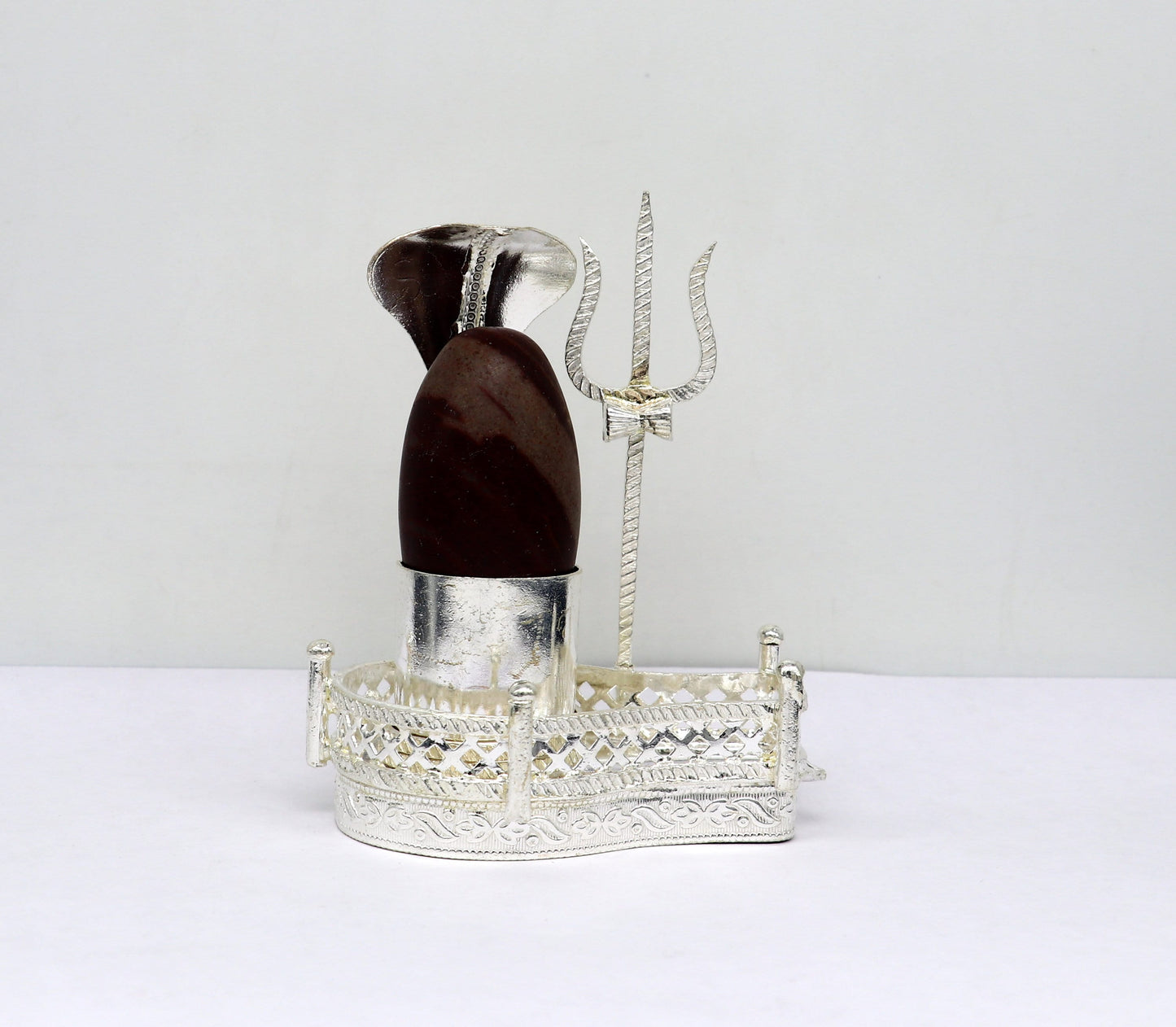 925 solid sterling silver lord shiva Mahakal lingam stand/jalheri, use for put/hold shiva lingam in home temple, handmade article su334 - TRIBAL ORNAMENTS