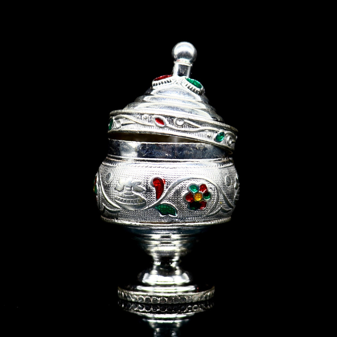 Vintage antique design Solid silver handmade trinket box, God serving Prasad container box, Kumkum box, Sindur box, best brides gift stb125 - TRIBAL ORNAMENTS