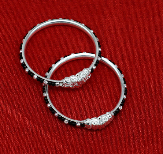 Vintage style handmade crocodile face sterling silver bangle bracelet silver beads customized evil eye nazariya tribal kids jewelry bbk87 - TRIBAL ORNAMENTS
