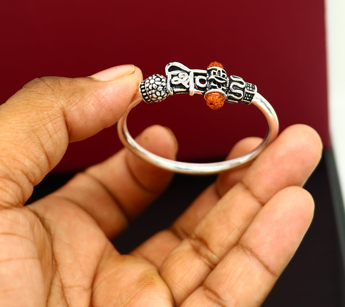 Handmade vintage antique design customized silver baby bangle kada, excellent lord shiva bangle bracelet kada for gifting nbbk236 - TRIBAL ORNAMENTS