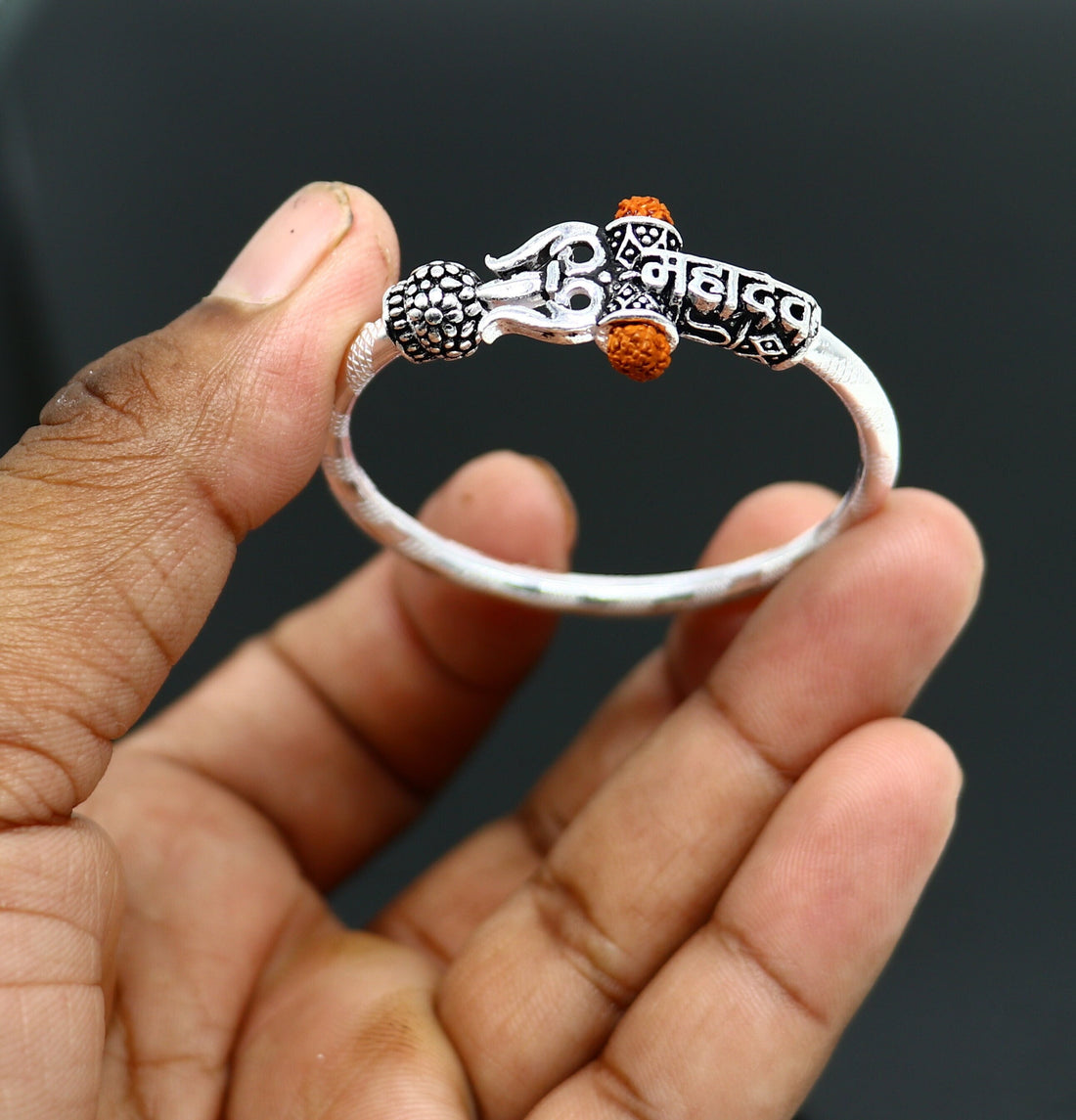 Handmade vintage antique design customized silver baby bangle kada, excellent lord shiva Mahadeva bangle bracelet kada for gifting nbbk235 - TRIBAL ORNAMENTS