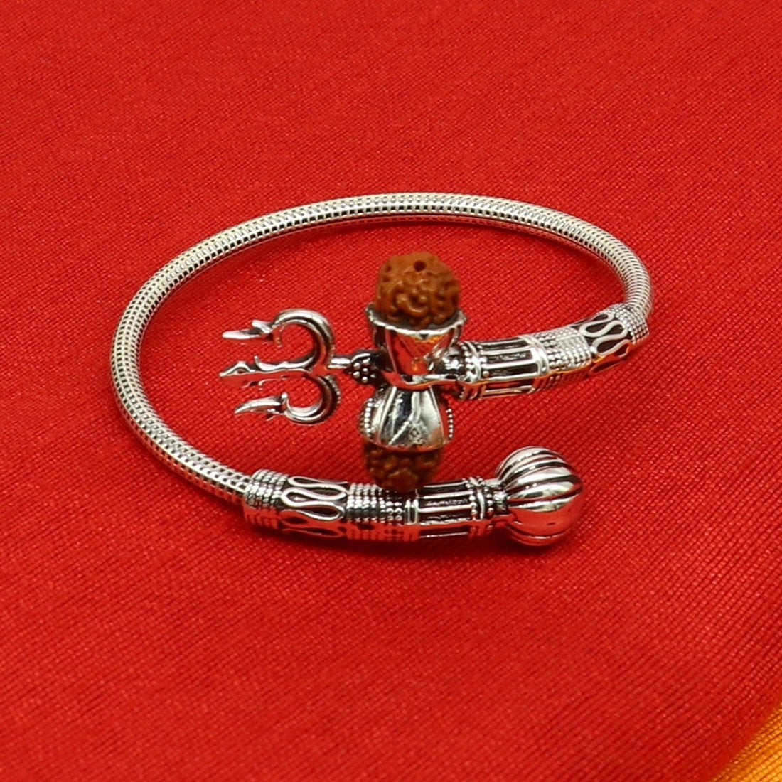 925 sterling silver handmade lord Shiva trident Trishul With Rudraksha bangle divine bracelet kada, best gift for girl's or boy's nssk425 - TRIBAL ORNAMENTS