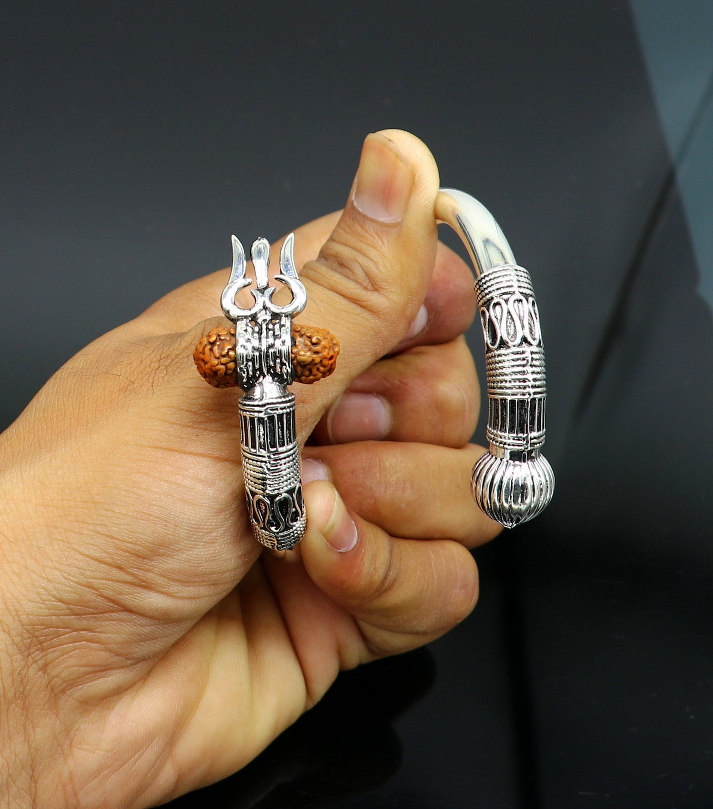 Devine 925 sterling silver handmade lord Shiva trident Trishul bangle bracelet kada, best gift for girl's or boy's stunning bangle nssk419 - TRIBAL ORNAMENTS