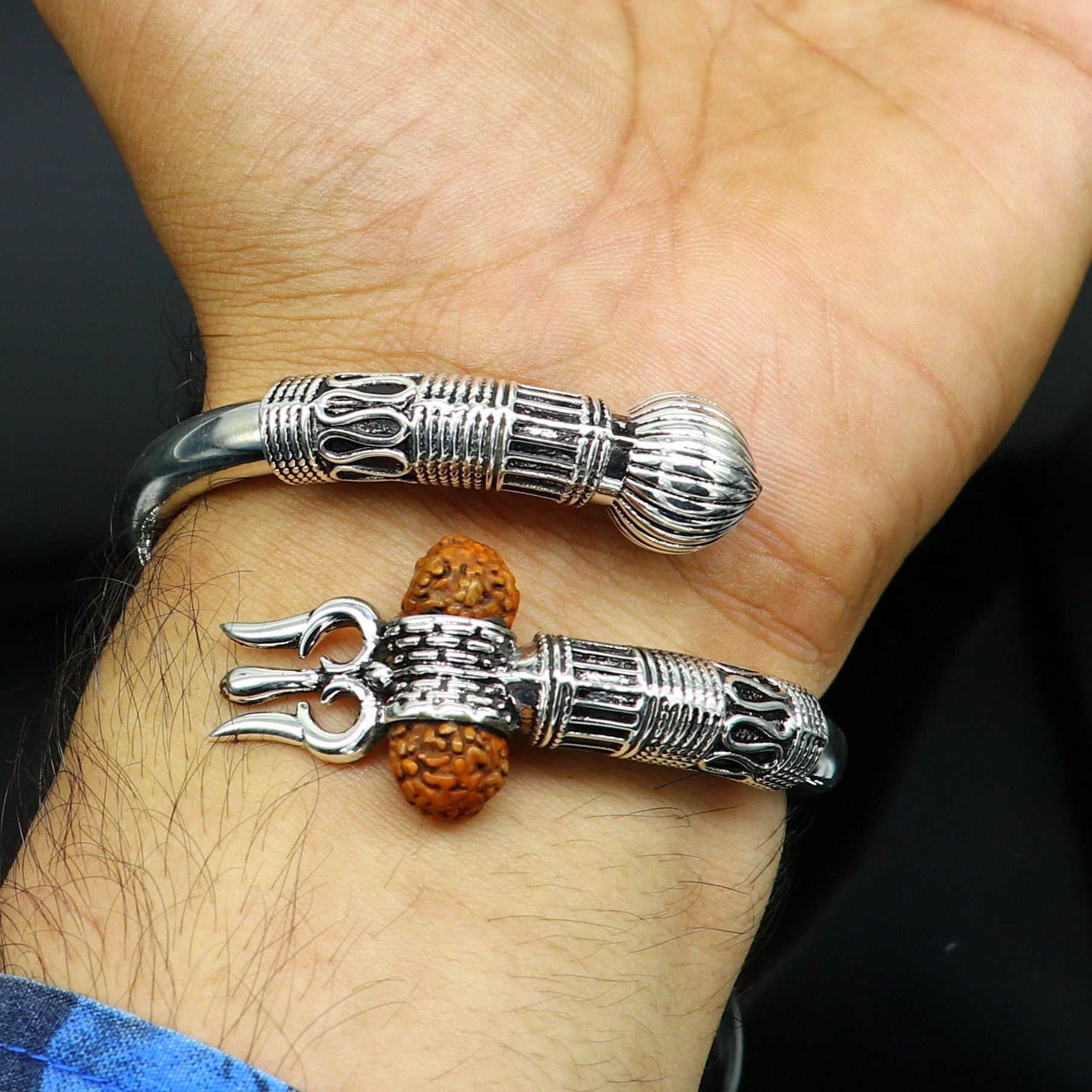 Devine 925 sterling silver handmade lord Shiva trident Trishul bangle bracelet kada, best gift for girl's or boy's stunning bangle nssk419 - TRIBAL ORNAMENTS