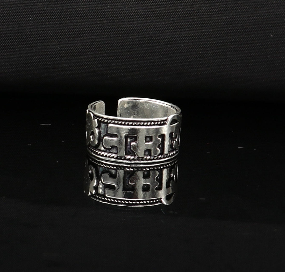 925 Sterling Silver Thumb Ring for Women Adjustable Wide Band Bali