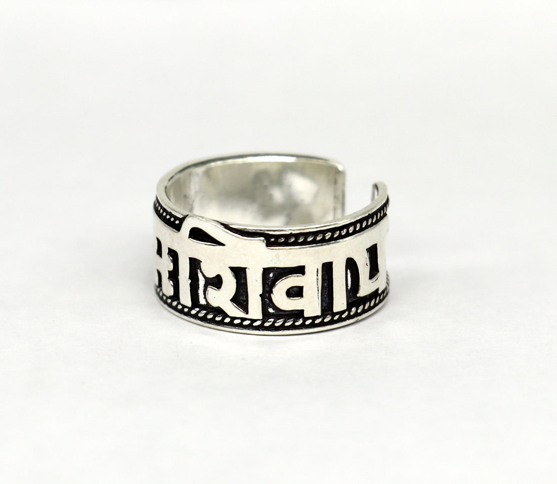 925 sterling silver 11mm solid handcrafted Adjustable idol Shiva mantra "Aum Namah Shivay" devine ring band, thumb ring jewelry ring333 - TRIBAL ORNAMENTS