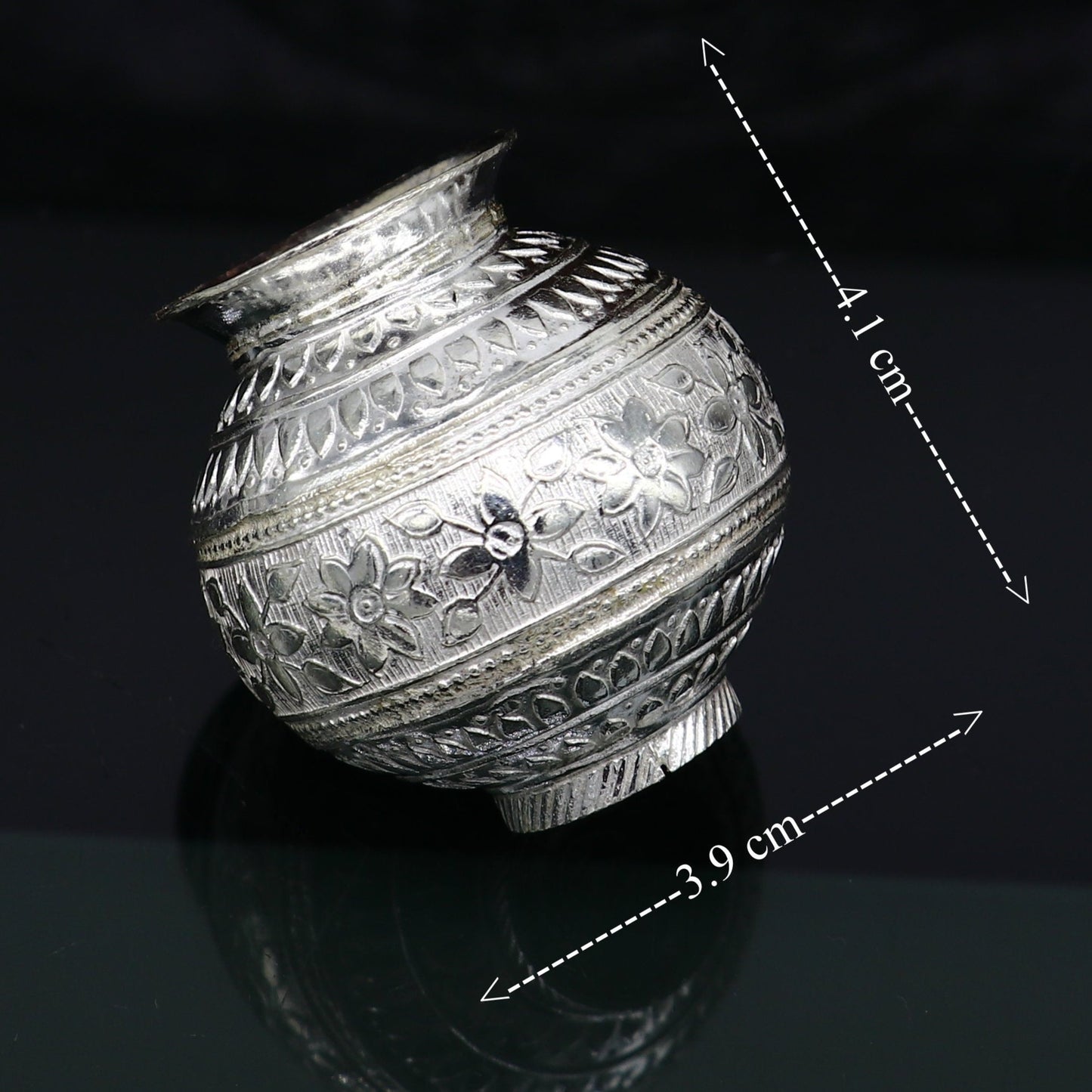 Solid sterling silver handmade plain small Kalash or pot, unique special silver puja article, water or milk shiva kalash pot india su348 - TRIBAL ORNAMENTS