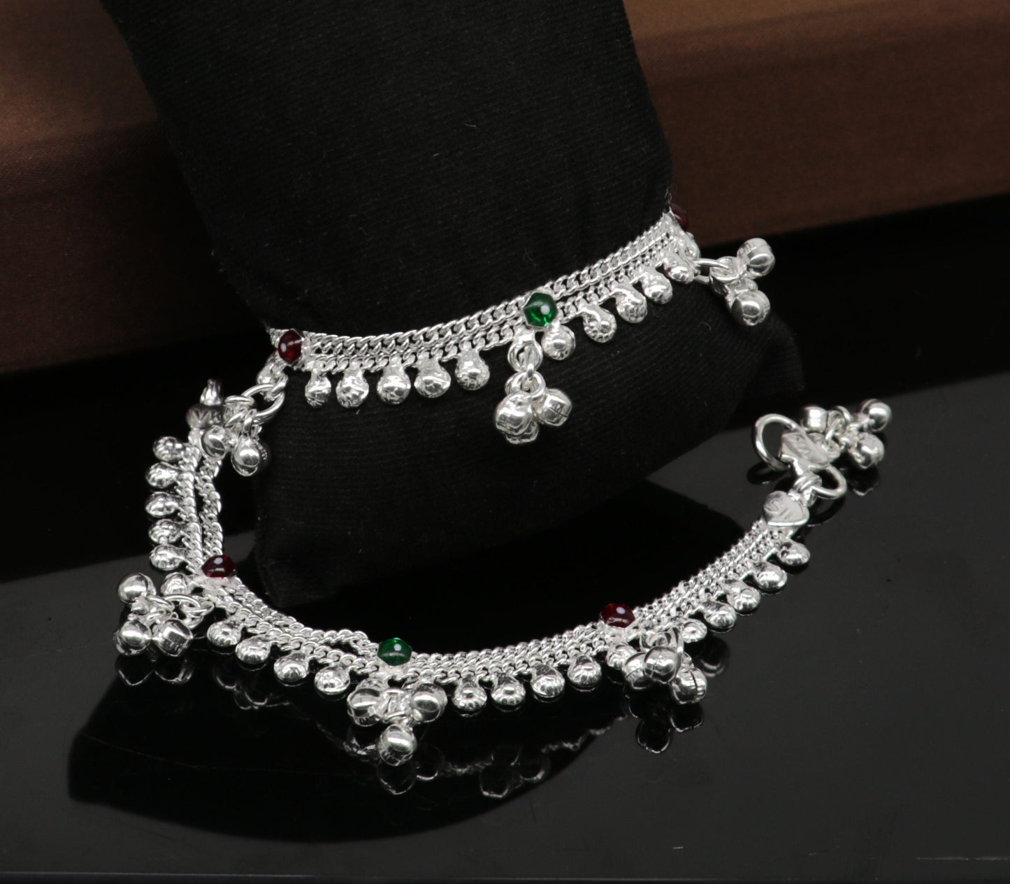 5.5" inches baby anklets Sterling silver handmade amazing ankle bracelet kids anklet noisy sound bells charm anklets jewelry india ank413 - TRIBAL ORNAMENTS