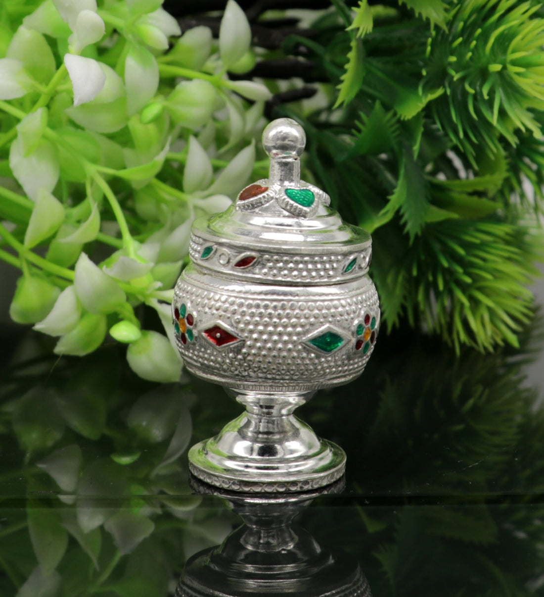 Exclusive gifting trinket box, sindur kumkum box, brides eye kajal box, 925 sterling silver handmade gifting article silver jewelry stb123 - TRIBAL ORNAMENTS