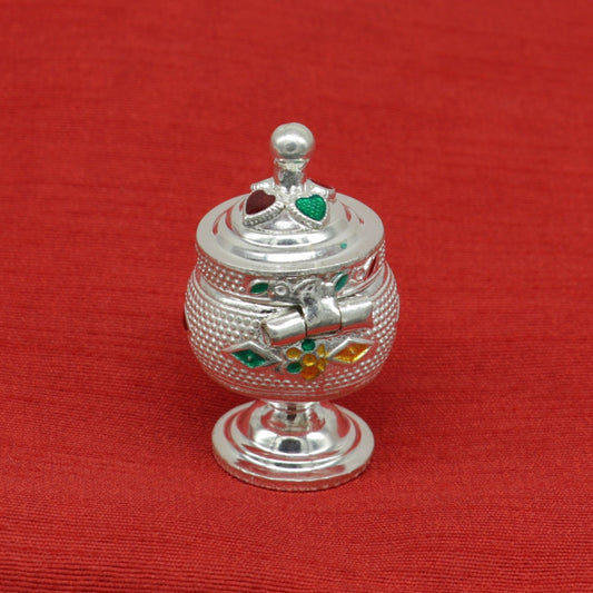 Exclusive gifting trinket box, sindur kumkum box, brides eye kajal box, 925 sterling silver handmade gifting article silver jewelry stb123 - TRIBAL ORNAMENTS
