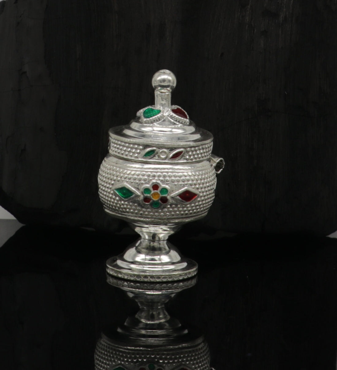 Exclusive gifting trinket box, sindur kumkum box, brides eye kajal box, 925 sterling silver handmade gifting article silver jewelry stb123 - TRIBAL ORNAMENTS