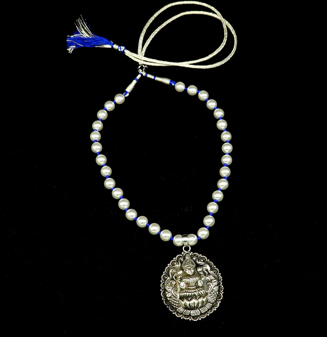 925 sterling silver handmade Goddess Laxmi design awesome pendant string with pearl, tribal necklace, wedding stylish brides gift set203 - TRIBAL ORNAMENTS