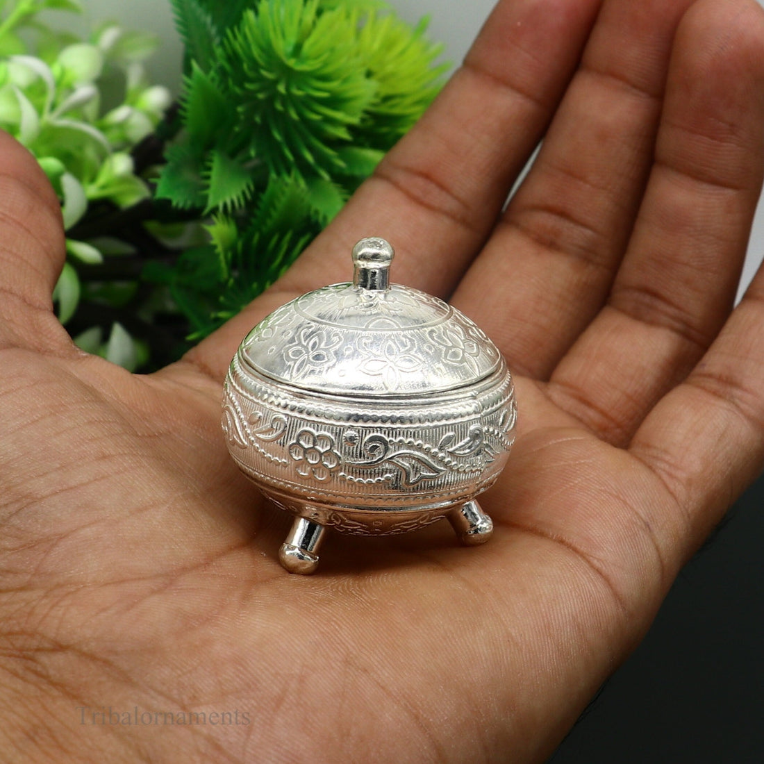 925 Sterling silver handmade fabulous trinket box, solid kumkum box, casket box, sindoor box, enamel work customized gifting box stb143 - TRIBAL ORNAMENTS