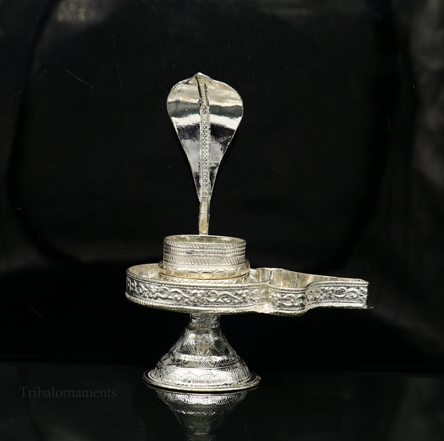 Pure 925 solid sterling silver lord shiva lingam stand/jalheri, use for put/hold shiva lingam in home temple, Shiva Vratam puja art su363 - TRIBAL ORNAMENTS