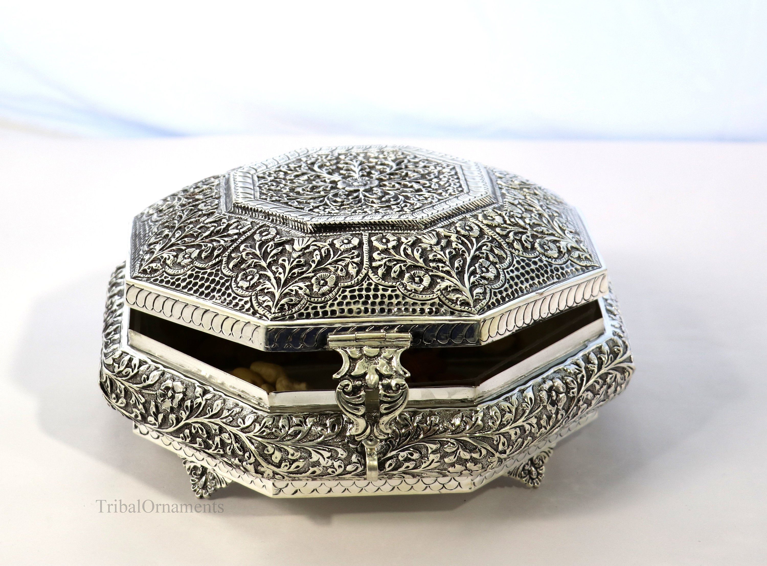Pair of 2, Antique Silver Finish Square Ginni box/ dry fruit box/jewel –  www.soosi.co.in