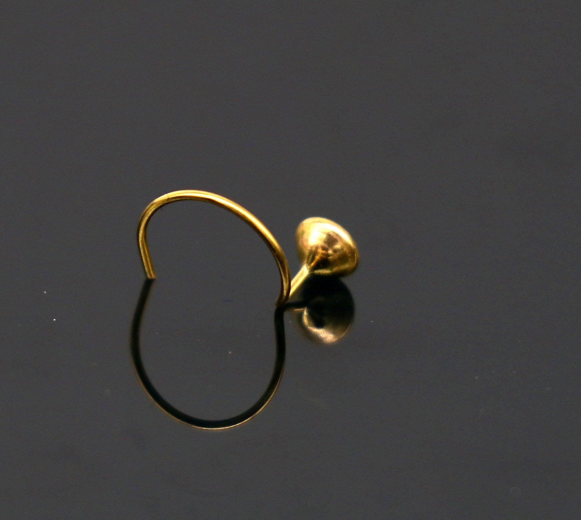 3.5mm 18 kt yellow gold fabulous nose pin, excellent single cz stone nose pin, stunning design gifting gold jewelry for girl's women's gnp40 - TRIBAL ORNAMENTS