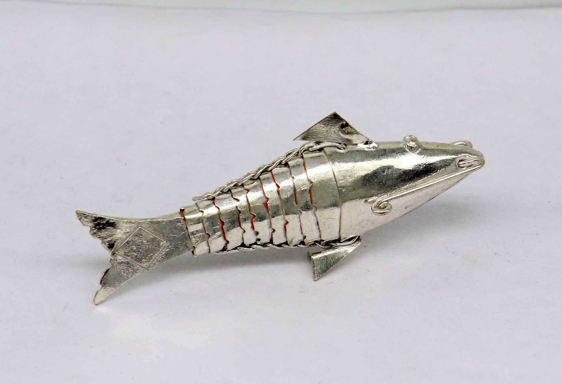 Solid silver handmade silver fish, Lord vishnu avatar Matsya, Silver Puja Fish For Prosperity And Good Luck, best collectible art su368 - TRIBAL ORNAMENTS