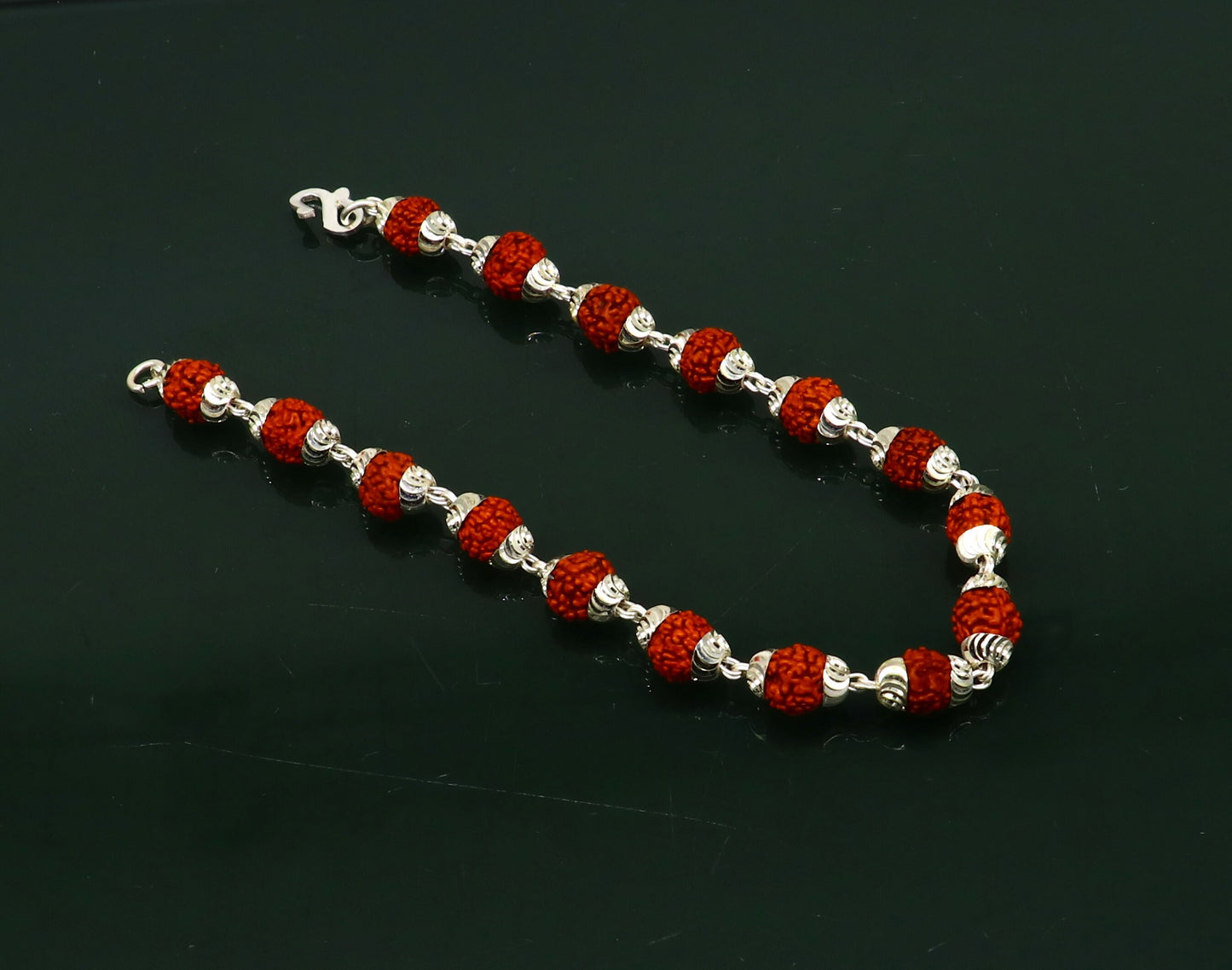 Solid silver handmade 6 mm Natural Rudraksha beads stunning divine bracelet jewelry from Rajasthan India  nsbr298 - TRIBAL ORNAMENTS