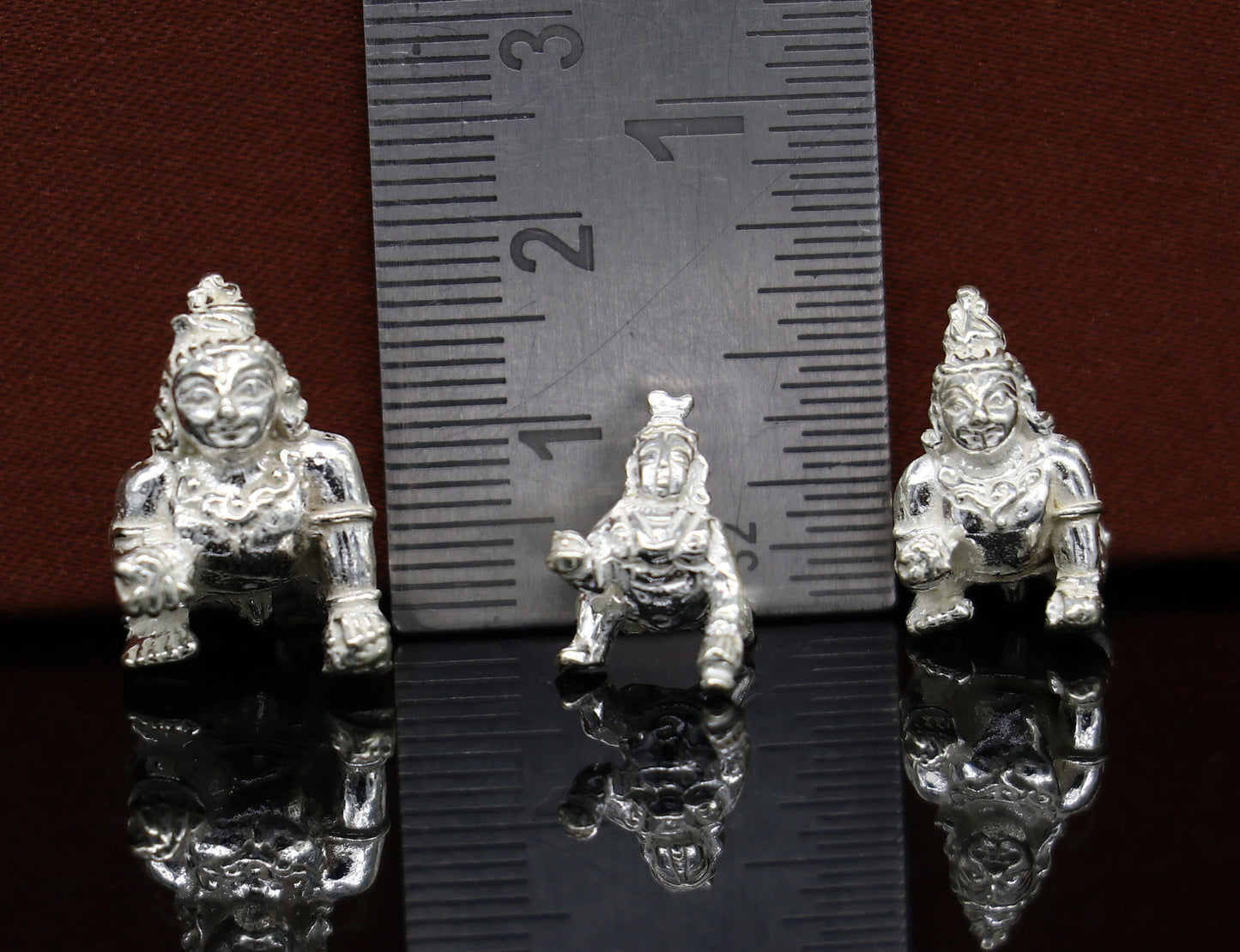 Solid silver handmade customized idol little krishna, Ladu Gopal,crawling Krishna small statue sculpture home temple puja articles su370 - TRIBAL ORNAMENTS