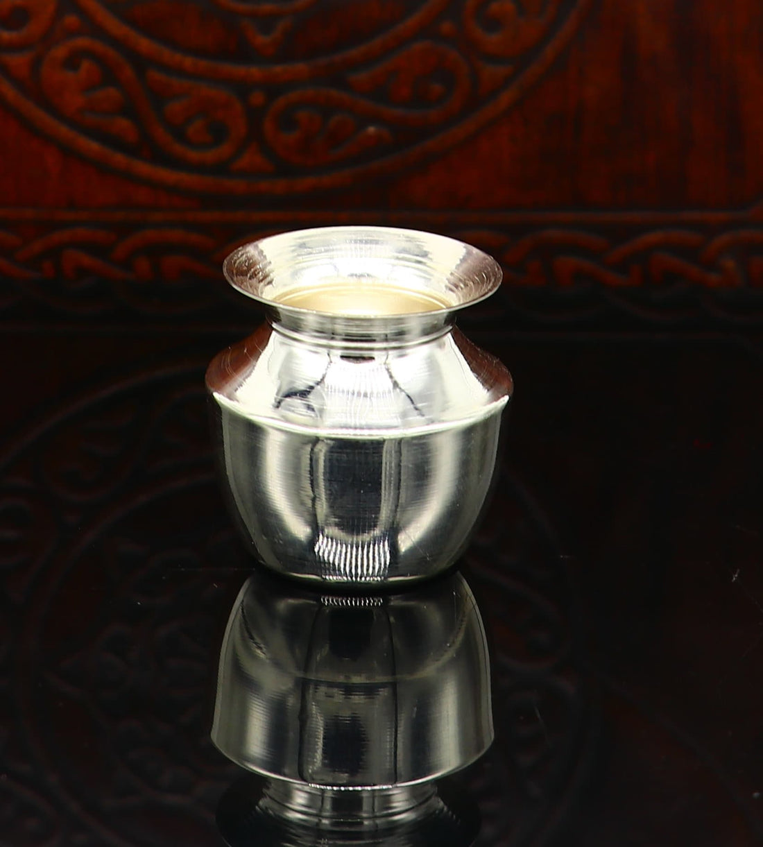 Pure 925 sterling silver handmade plain small Kalash or pot, unique special silver puja article, water or milk kalash pot india sv221 - TRIBAL ORNAMENTS