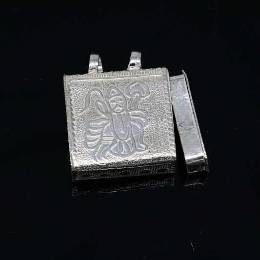 925 sterling silver handmade gorgeous Square shape handmade lord hanuman box amulet pendant, mantra box, silver tabiz  for protection ssp662 - TRIBAL ORNAMENTS