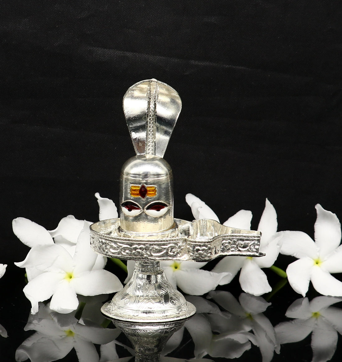 925 sterling silver handmade small Lord shiva-Linga Stand, silver utensil, silver puja temple art, shiva lingam stand with serpent art35 - TRIBAL ORNAMENTS