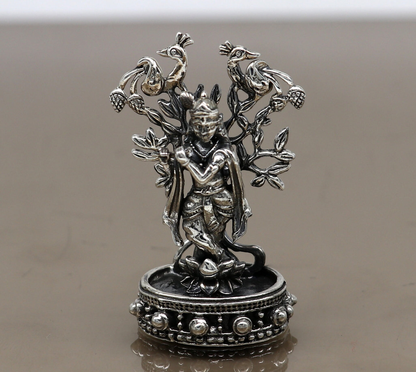 925 Sterling silver handmade antique design Idols Lord Krishna with flute standing Statue figurine, puja articles decorative gift art37 - TRIBAL ORNAMENTS