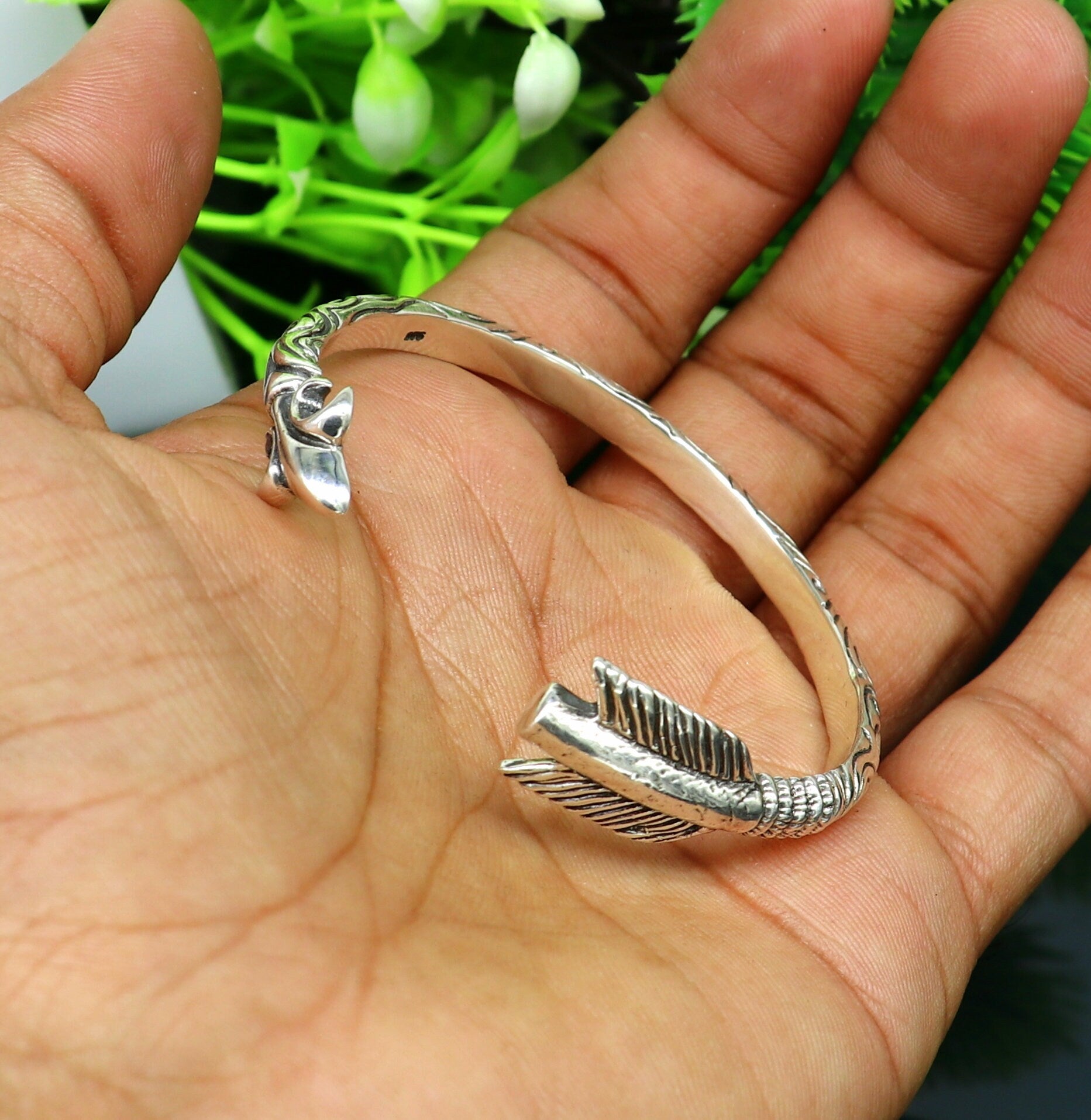 925 sterling silver Arrow style designer bangle bracelet kada, excellent personalized gifting adjustable fancy bangle men's or girls cuff69 - TRIBAL ORNAMENTS