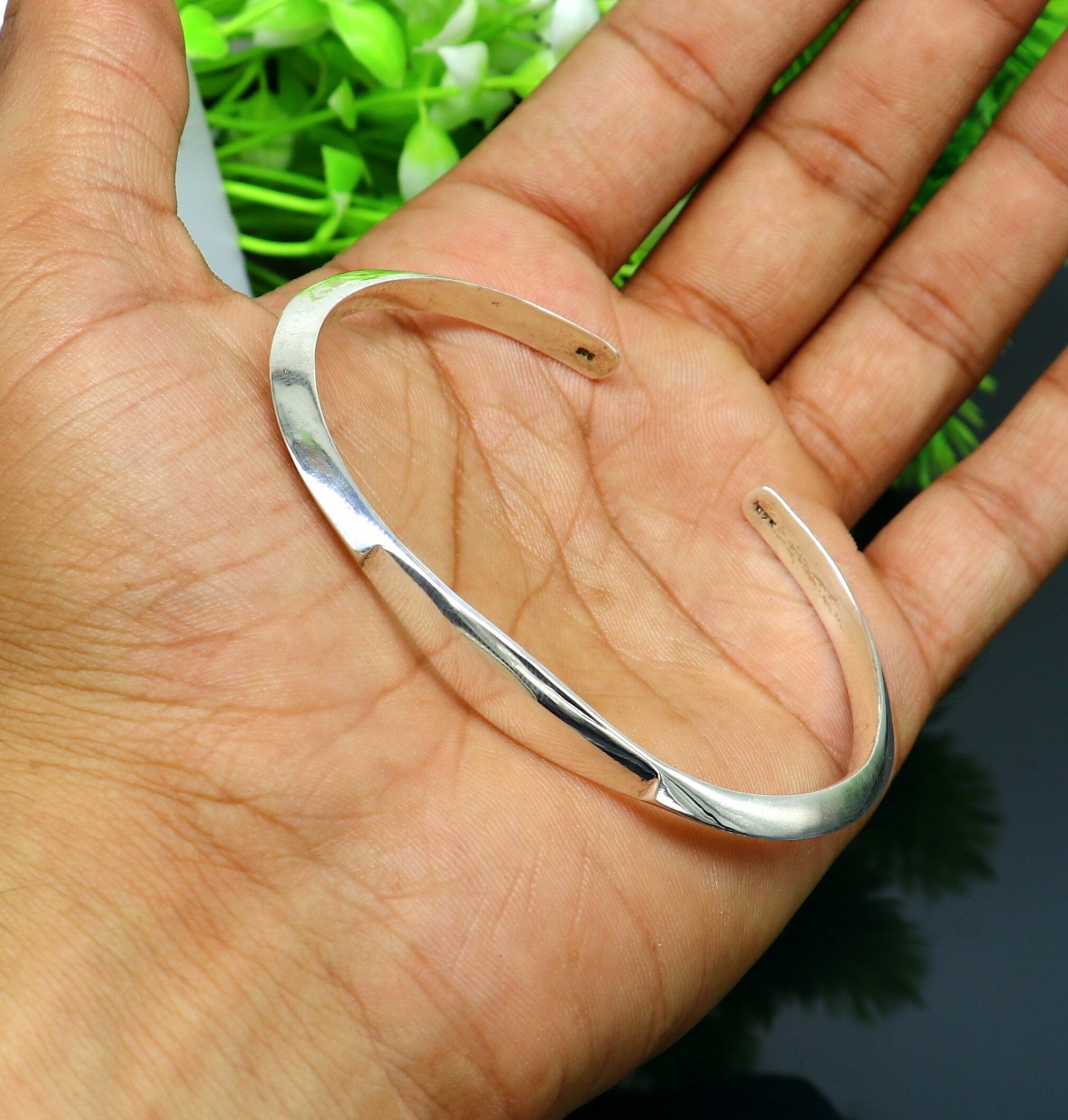 12mm 925 sterling silver handmade plain shine bright bangle bracelet kada  excellent personalized gifting custom made unisex jewelry nsk758 | TRIBAL  ORNAMENTS